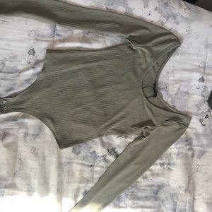 Olive green scoop neck body suit
